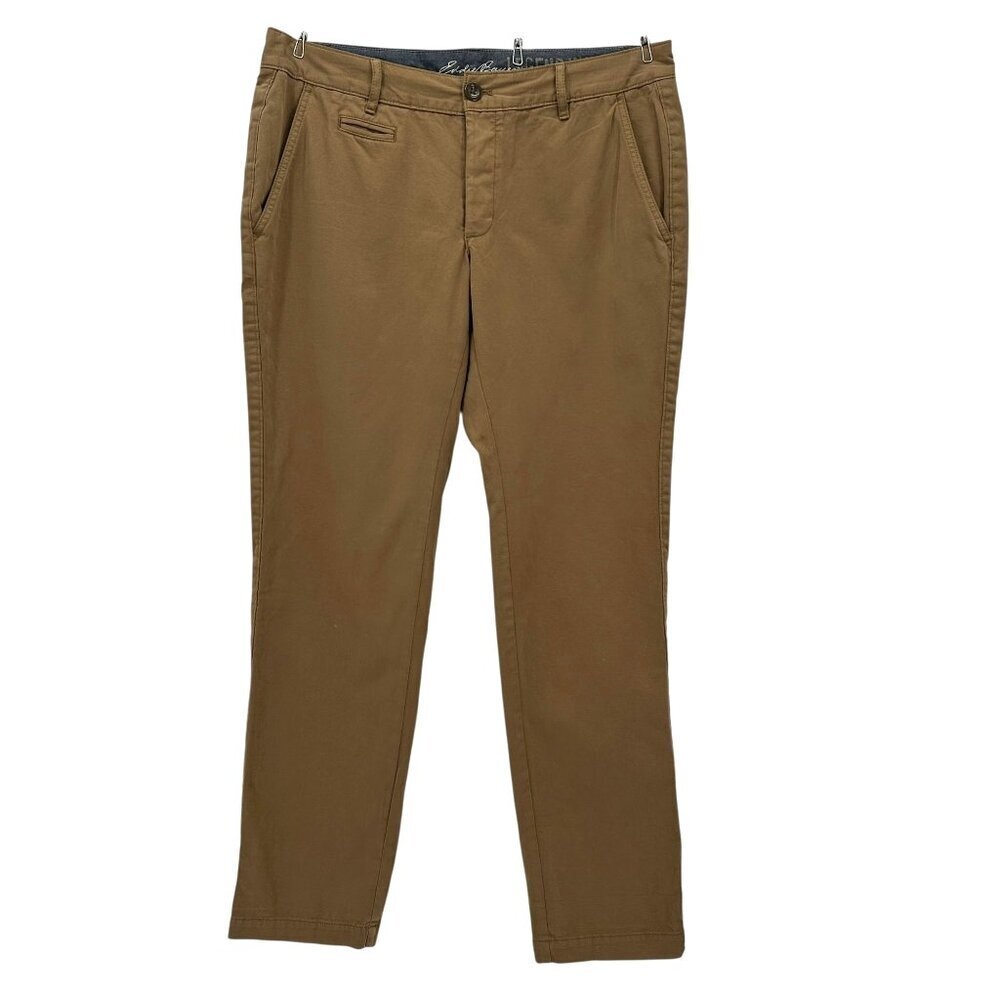 NWOT Eddie Bauer Womens 12 Pants Legend Wash Button Fly Hazelnut Straight Leg